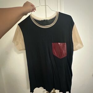 Zara Black Top with Cream Trim